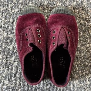 Cienta Maroon Velour Slip-On Shoes with Charcoal Sole